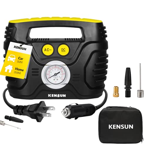 Kensun Portable Air Compressor Pump for Car 12V DC and Home 110V AC Swift Performance Tire...