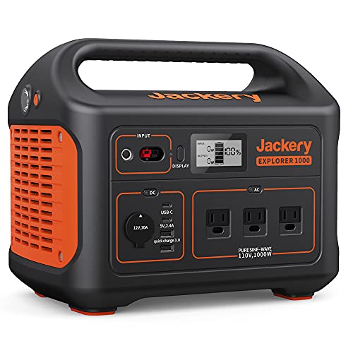 Jackery Explorer 1000 Portable Power Station, 1002Wh Capacity with 3x1000W AC Outlets,...