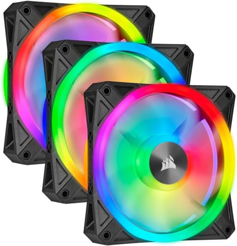Corsair QL Series, Ql120 RGB, 120mm RGB LED Fan, Triple Pack with Lighting Node Core,...