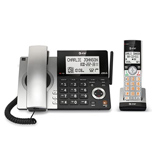 AT&T CL84107 DECT 6.0 Expandable Corded/Cordless Phone with Smart Call Blocker,...