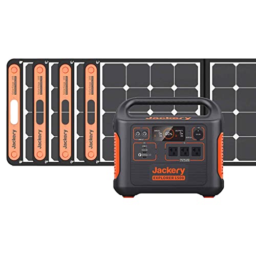 Jackery Solar Generator 1500 1534Wh Capacity with 4XSolar Panels SolarSaga 100W,...