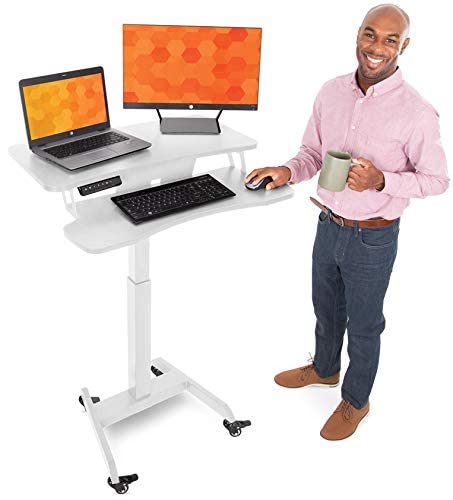Stand Steady Cruizer Premier Electric Mobile Podium Desk with Keyboard Tray | Sit or Stand...