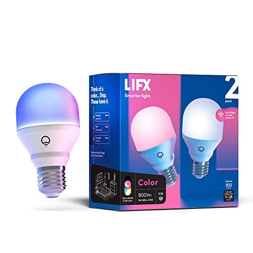 LIFX Color A19 800 lumens, Billions of Colors and Whites, Wi-Fi Smart LED Light Bulb, No...