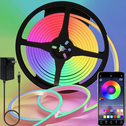 Lucienstar RGB Neon Rope Lights 16.4Ft, IP65 Waterproof LED Rope Lights with Remote/APP...