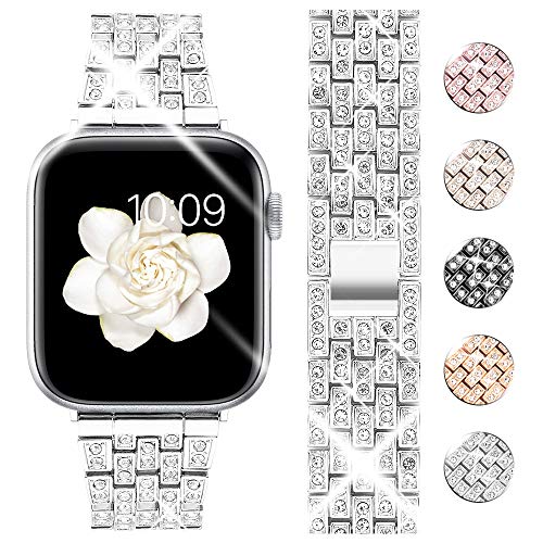 Goton Bling Band Compatible for Apple Watch 42mm 44mm 41mm 45mm, Women Diamond Crystal...