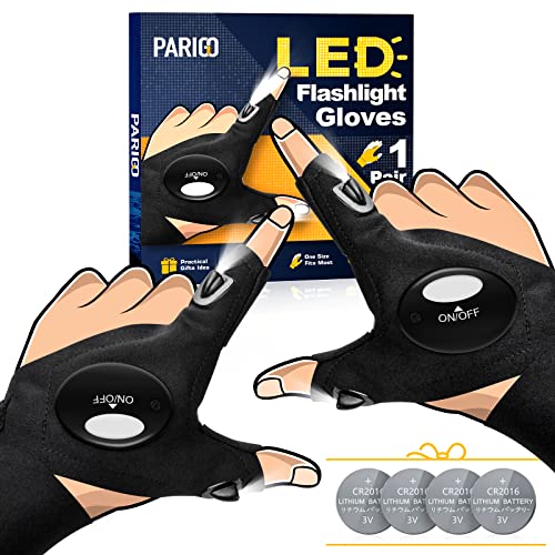 PARIGO LED Flashlight Gloves, Stocking Stuffers for Men Gift for Dad Husband Grandpa, Cool...