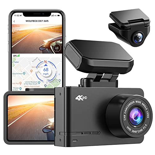 WOLFBOX Dash Cam Front and Rear, D07 4K Dash Camera for Cars with WiFi GPS, 4K/2.5K +...