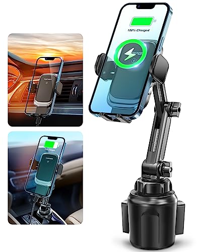 [Upgraded] TOPGO Cup Holder Phone Mount Wireless Charger,Universal Cell Phone Holder Car...