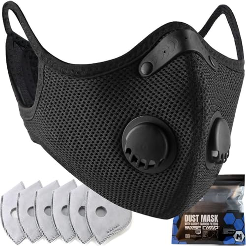 BASE CAMP M Plus Dust Face Mask with Extra 6 Activated Carbon Filters for Woodworking...