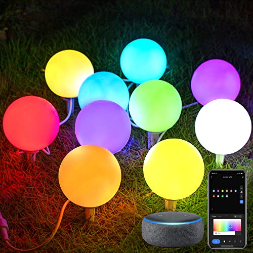 Smart Garden Lights Globe LED Light Waterproof Color Changing App Control Music Sync...