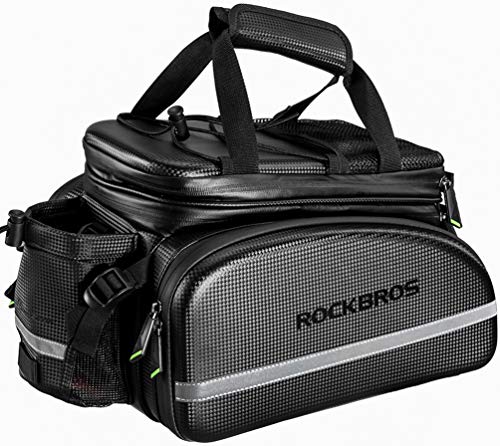 ROCKBROS Bike Rack Bag Trunk Waterproof Carbon Leather Bicycle Rear Seat Cargo Pack...