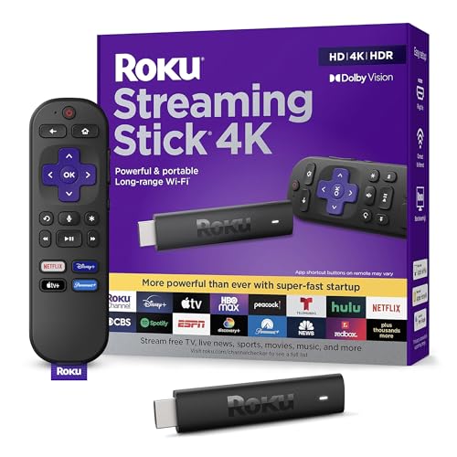 Roku Streaming Stick 4K | Portable Roku Streaming Device 4K/HDR/Dolby Vision, Roku Voice...