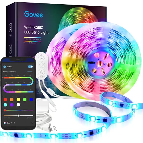 Govee 32.8ft RGBIC LED Strip Lights, WiFi Color Changing LED Lights Segmented Control,...