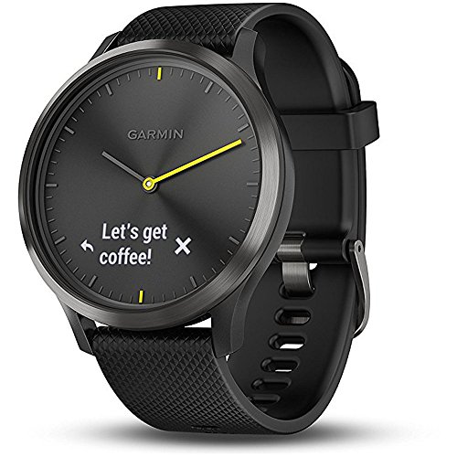 Garmin vIvomove HR, Hybrid Smartwatch for Men and Women, Black with Black Silicone Band,...