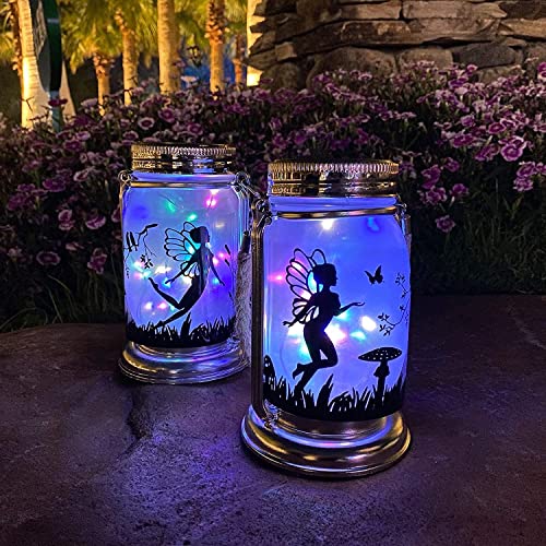 ANGMLN Solar Fairy Lantern for Garden Decorations- 2 Pack Outdoor Fairies Night Lights...