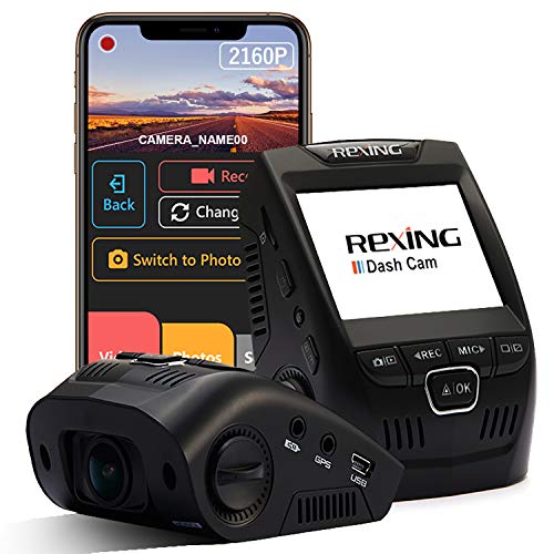 REXING V1 - 4K Ultra HD Car Dash Cam 2.4' LCD Screen, Wi-Fi, 170° Wide Angle Dashboard...