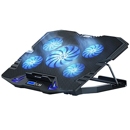 TopMate C5 12-15.6 inch Gaming Laptop Cooler Cooling Pad | 5 Quiet Fans and LCD Screen |...