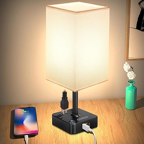 Table Lamp Dimmable cozoo USB Bedside Table Desk Lamp with 3 USB Charging Port(A+C) 2...