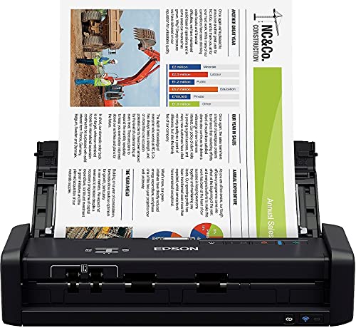 Epson WorkForce ES-300W Wireless Color Portable Document Scanner with ADF for PC and Mac,...