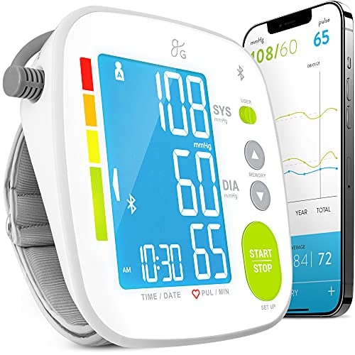 Greater Goods Bluetooth Blood Pressure Monitor with Upper Arm Cuff, BP Meter with Large...