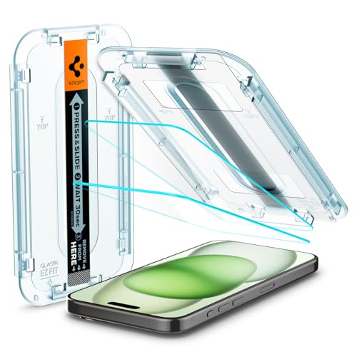 Spigen Tempered Glass Screen Protector [GlasTR EZ FIT] designed for iPhone 15 Plus [2...