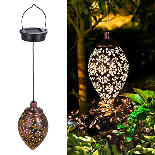 Hanging Solar Lights, Tomshine Solar Lantern LED Moroccan Garden Lights Metal Lamp...