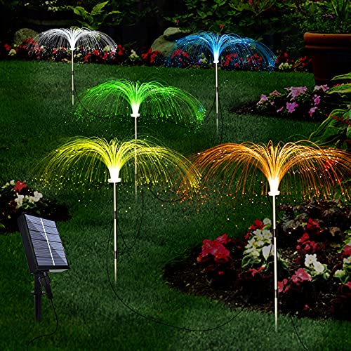 Upgraded Solar Garden Lights Outdoor 5 Pack, 7 Color Changing Solar Flowers Garden Lights,...