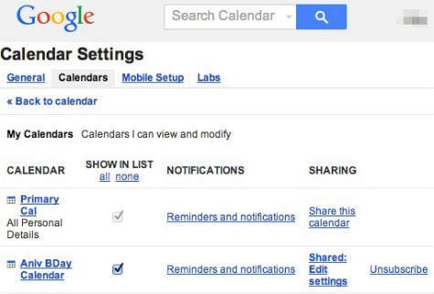 Google Secondary Calendar