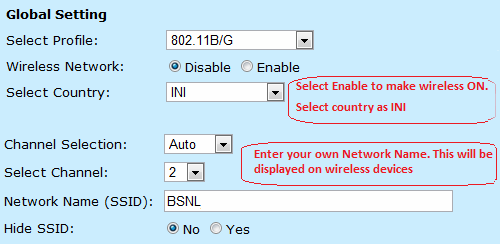 Activate your wireless connection using BSNL modem