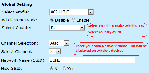 Activate your wireless connection using BSNL modem  - 30