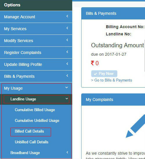 How to check BSNL Landline Call Details Online  - 39