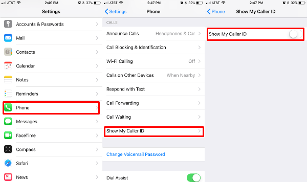 hide landline number when calling