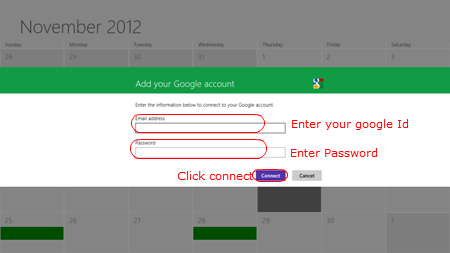 Google calendar to win 8