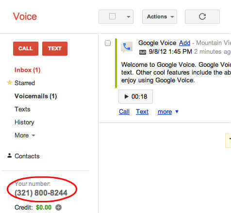 Google voice Number