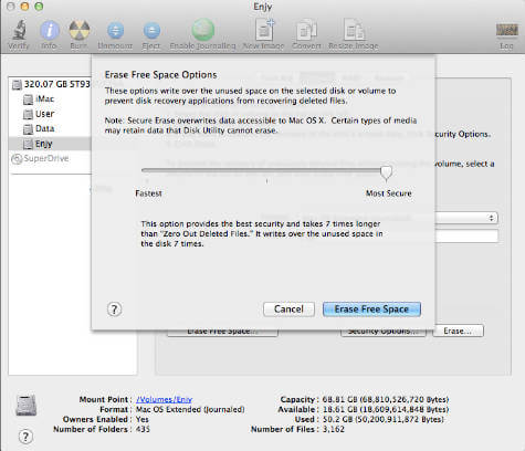 secure erase free space mac