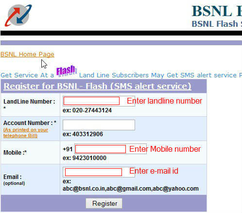 bsnl landline bills by sms 1