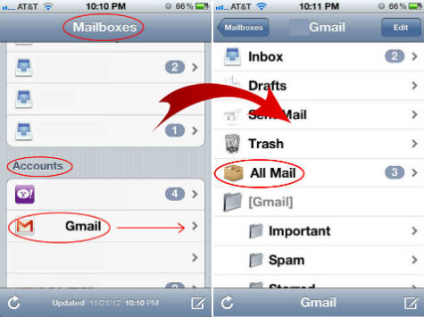iOS Email mailbox