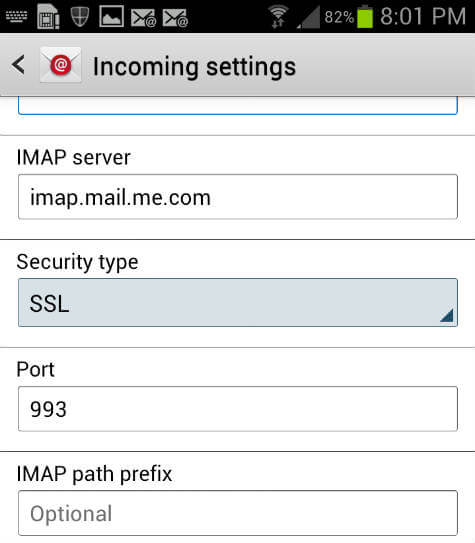 icloud mail server settings