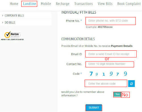 Download BSNL Land Line Bill - 48