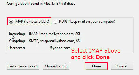 Add yahoo mail account using IMAP