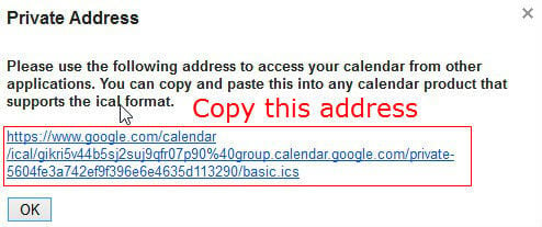 Google secondary calendar to windows 8