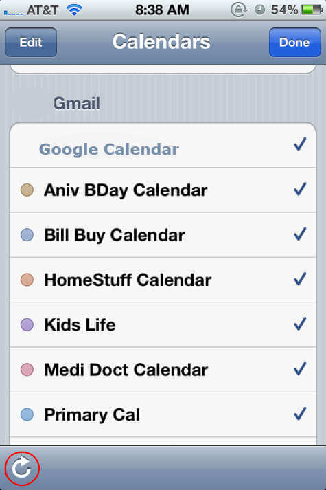 iphone Google Calendar refresh