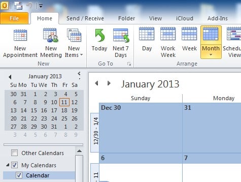 outlook calendar