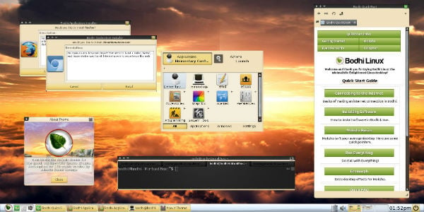 Bhodi Linux Moksha Desktop