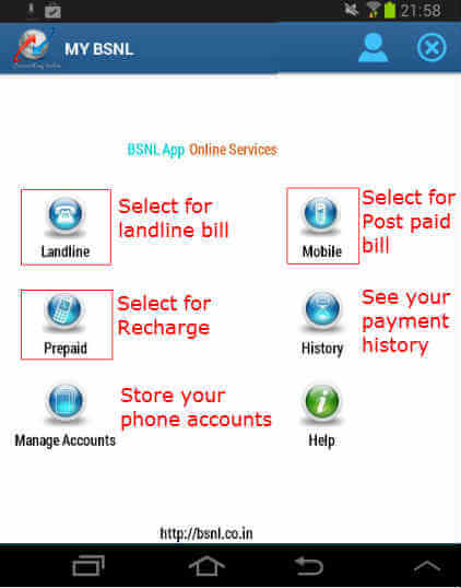 BSNL App bill payments and Recharge - 61