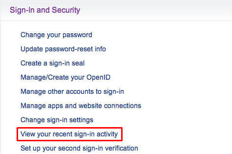 How to find the login activities of your Yahoo Email account  - 77