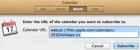 ical add subscribed calendar