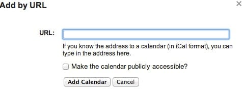 Add Google Calendar URL