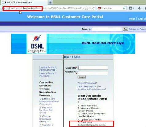 BSNL Register Complaints