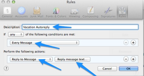 mac mail auto response setup